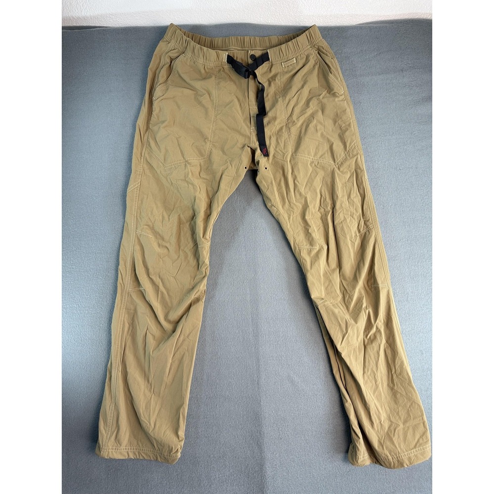 Gramicci Pants Mens Large Beige Nylon Elastic Waist Belted Hiking Climbing